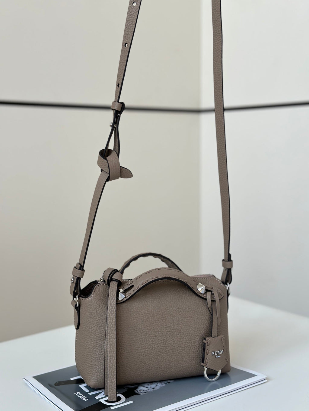 Fendi By the Way Selleria Mini 20 in Medium Brown Grained Calfskin Bag