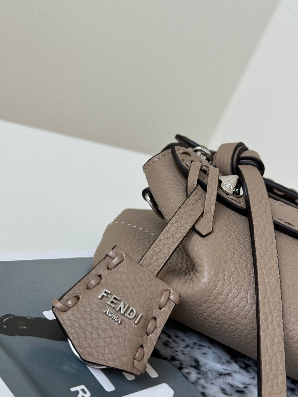 Fendi By the Way Selleria Mini 20 in Medium Brown Grained Calfskin Bag