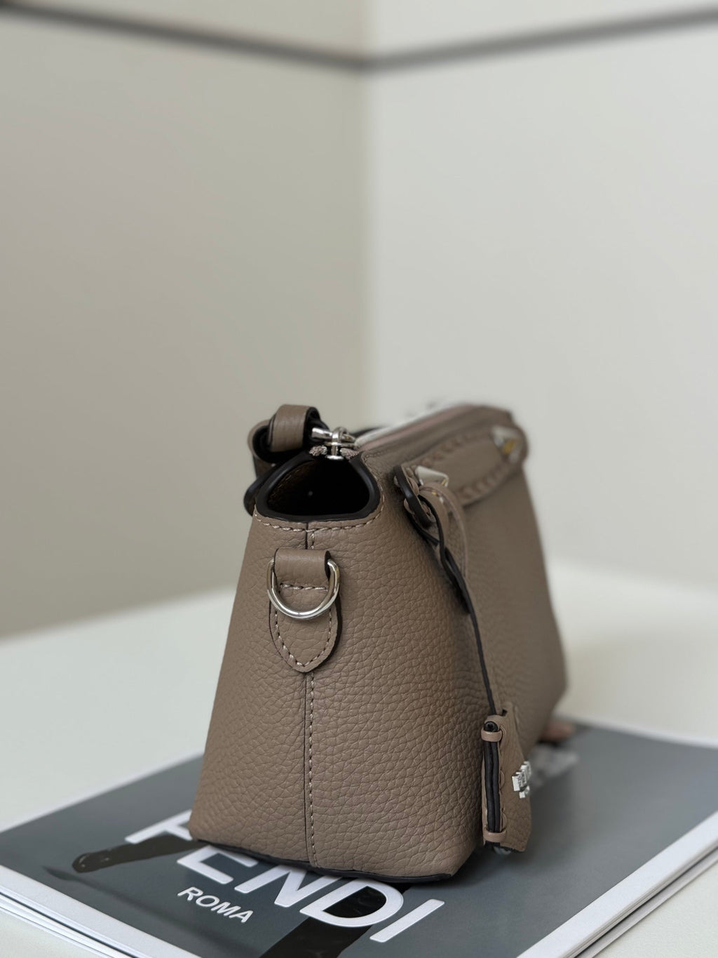 Fendi By the Way Selleria Mini 20 in Medium Brown Grained Calfskin Bag