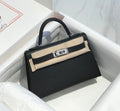 Hermes Kelly Mini 20 Black Epsom Silver Hardware Bag