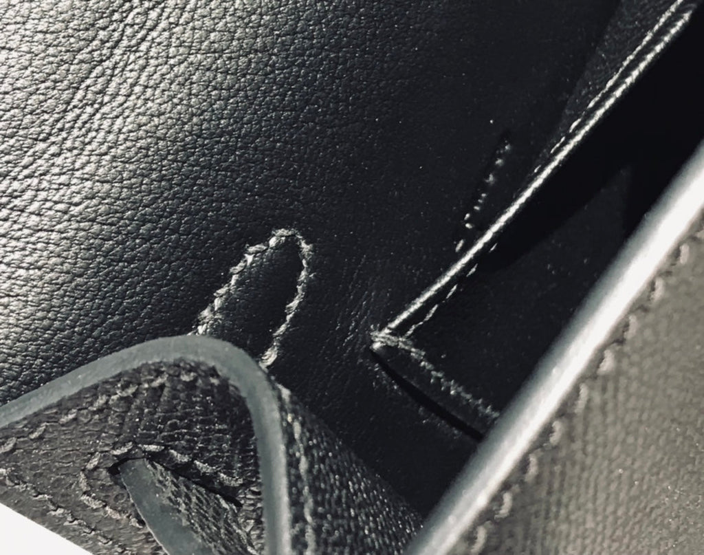 Hermes Kelly Mini 20 Black Epsom Silver Hardware Bag
