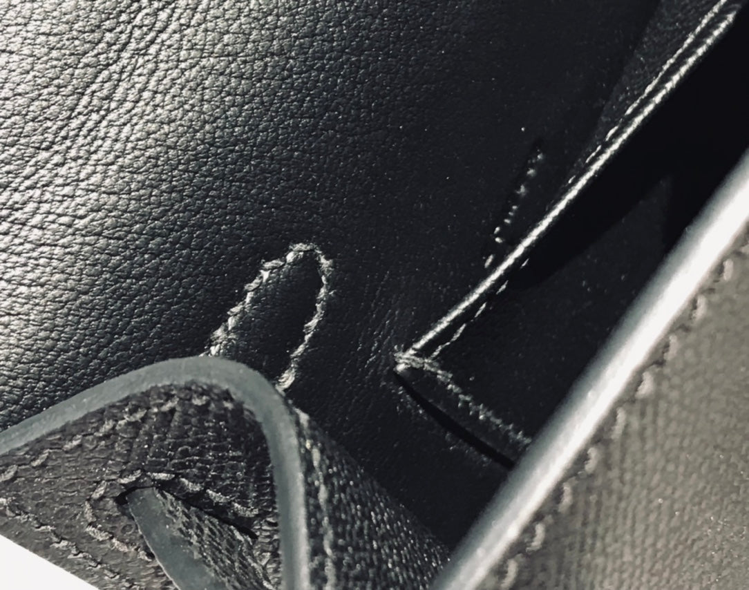 Hermes Kelly Mini 20 Black Epsom Silver Hardware Bag