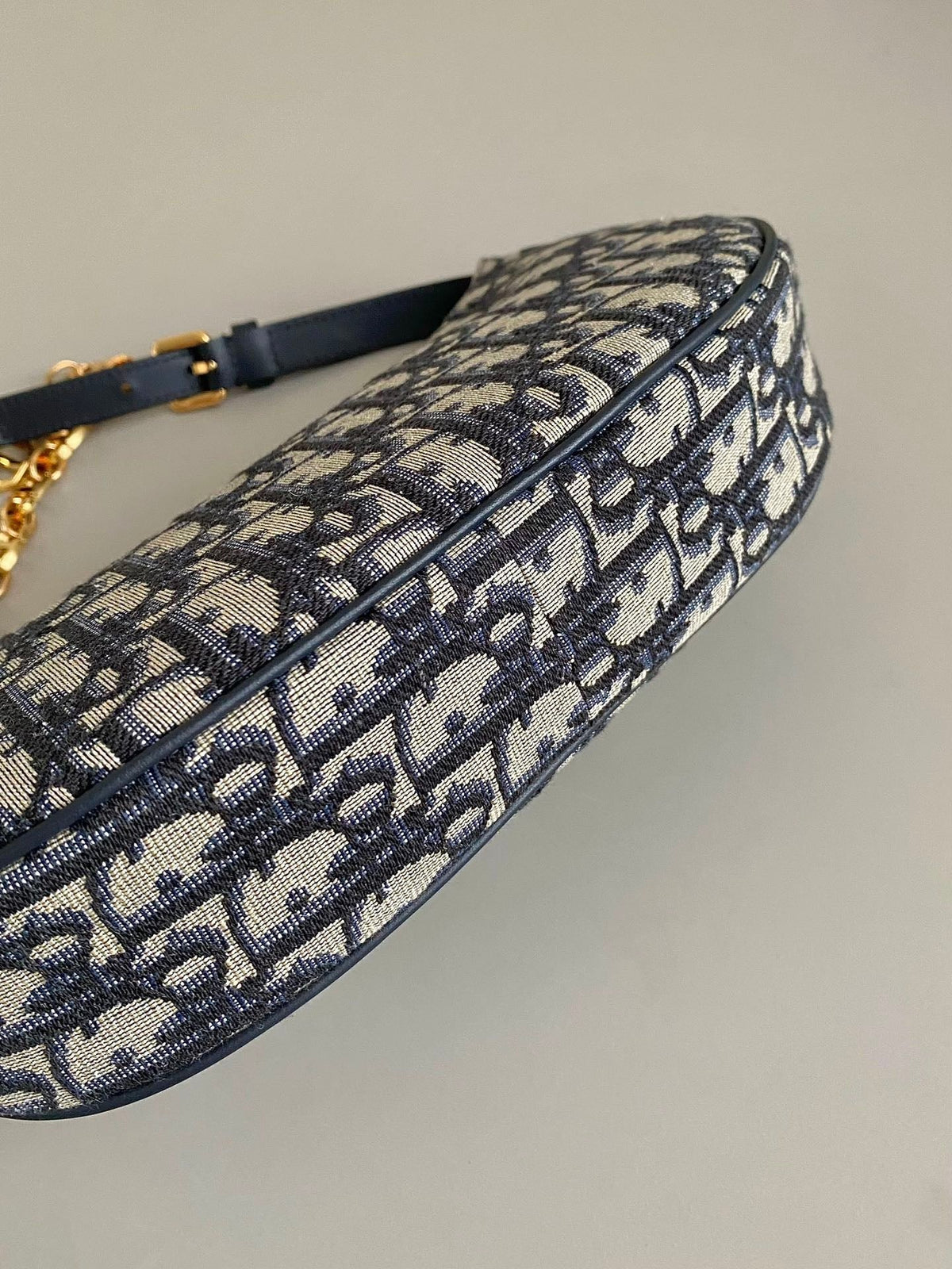 Dior CD Lounge 26cm Blue Oblique Embroidery Bag