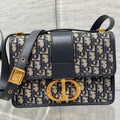 Dior 30 Montaigne 24cm Blue Oblique Embroidery Bag
