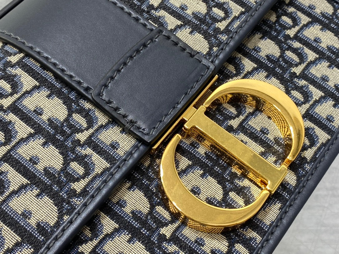 Dior 30 Montaigne 24cm Blue Oblique Embroidery Bag