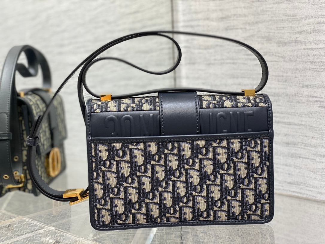Dior 30 Montaigne 24cm Blue Oblique Embroidery Bag