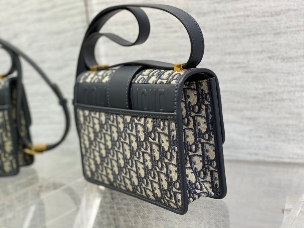Dior 30 Montaigne 24cm Blue Oblique Embroidery Bag