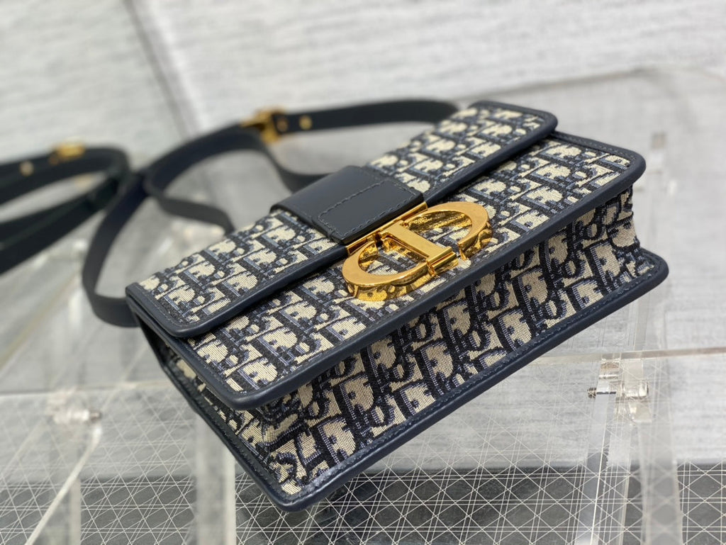 Dior 30 Montaigne 24cm Blue Oblique Embroidery Bag