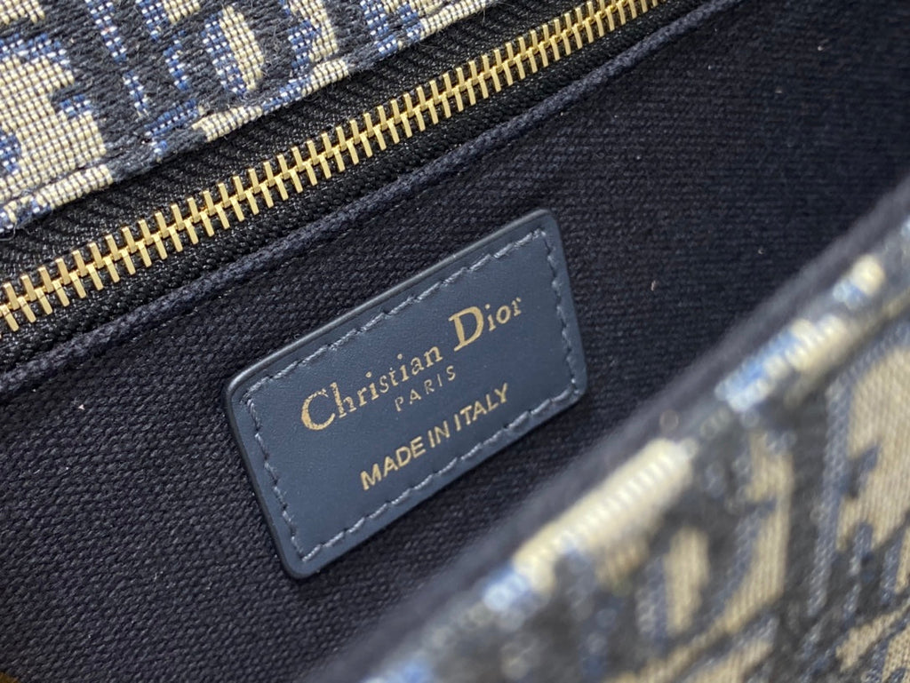Dior 30 Montaigne 24cm Blue Oblique Embroidery Bag