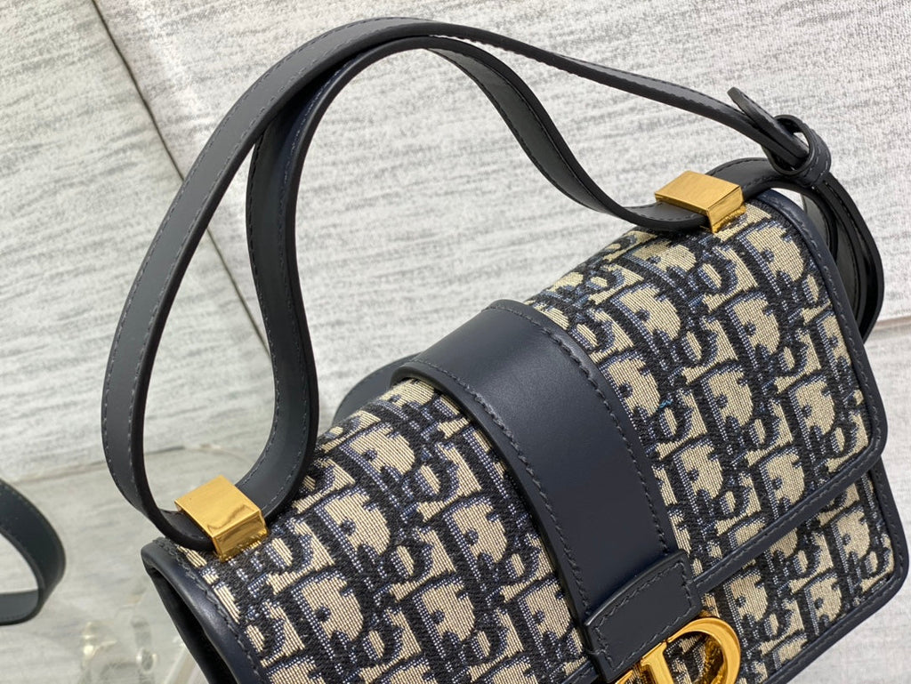 Dior 30 Montaigne 21cm Blue Oblique Embroidery Bag