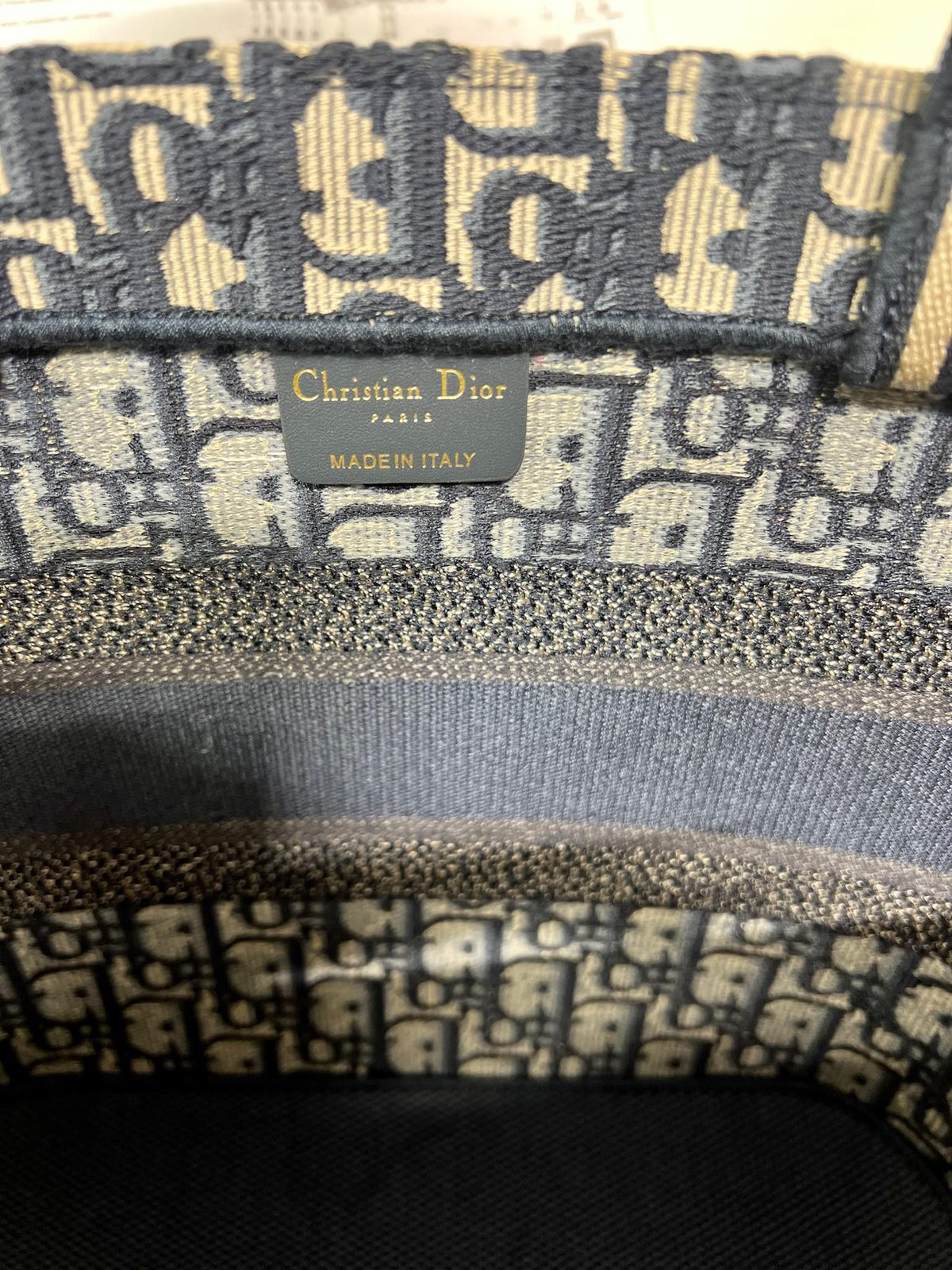 Dior CD New Basket Bag Blue Oblique Embroidery