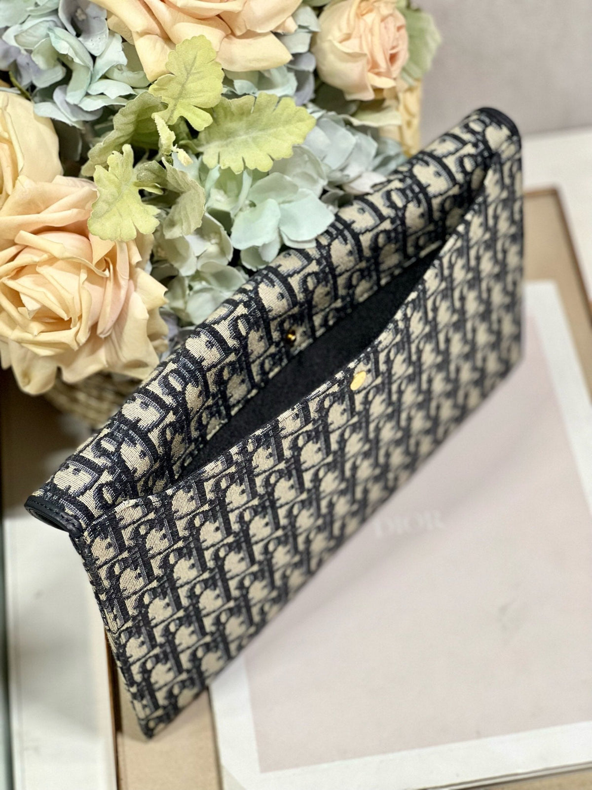 Dior 30 Montaigne 30cm Blue Oblique Embroidery Bag