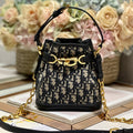 Dior Cest CD 17cm Blue Oblique Embroidery Bag