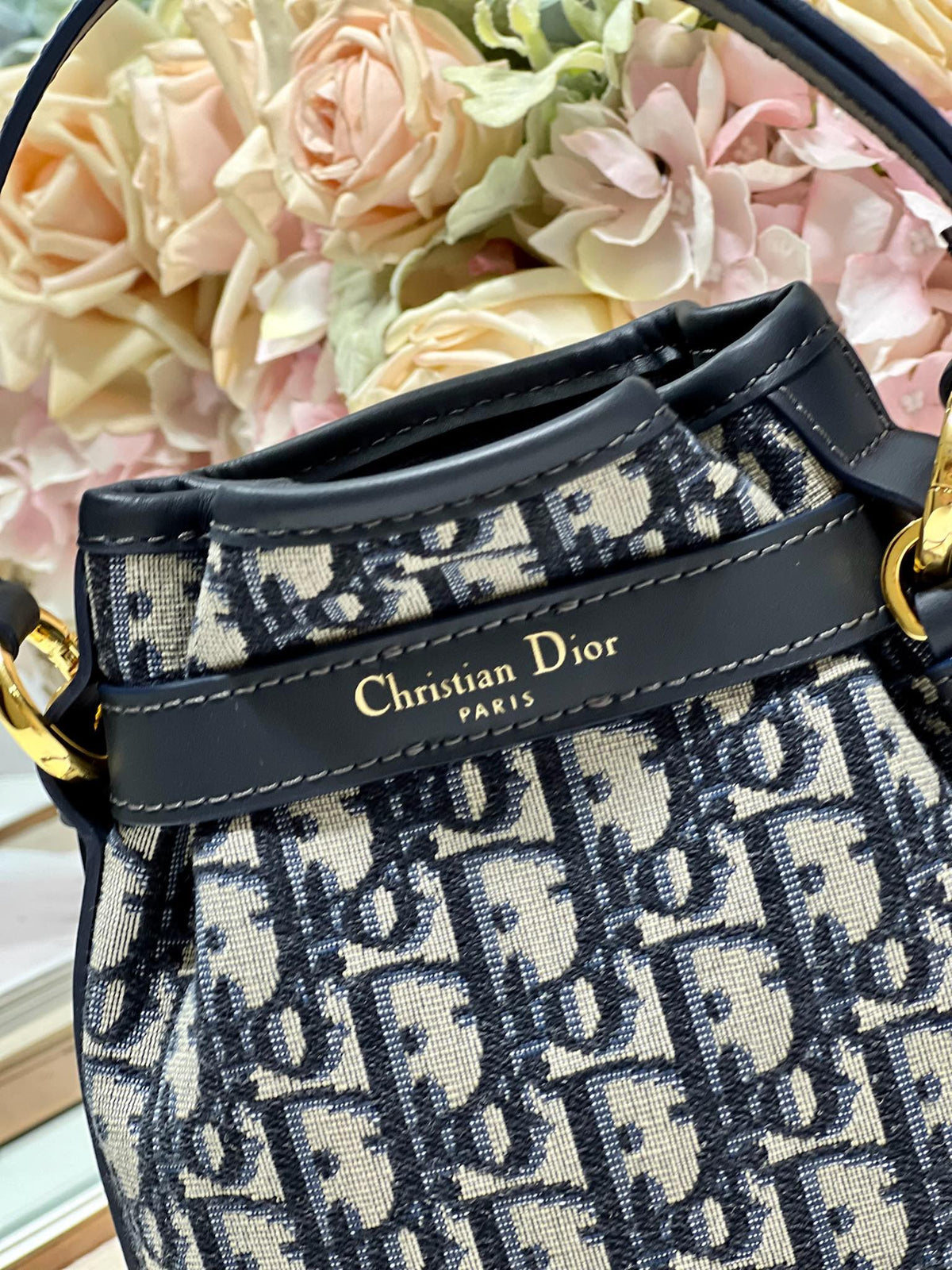 Dior Cest CD 17cm Blue Oblique Embroidery Bag