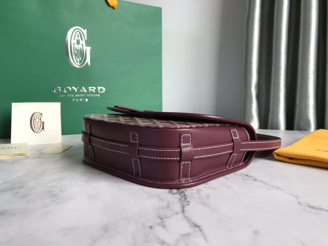Goyard Belvedere PM Bag 21cm Burgundy Canvas