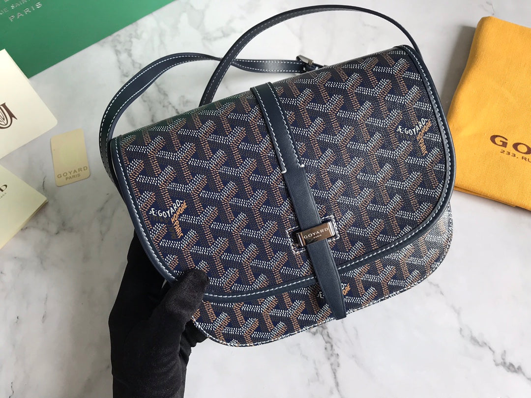 Goyard Belvedere PM Bag 21cm Navy Blue Canvas