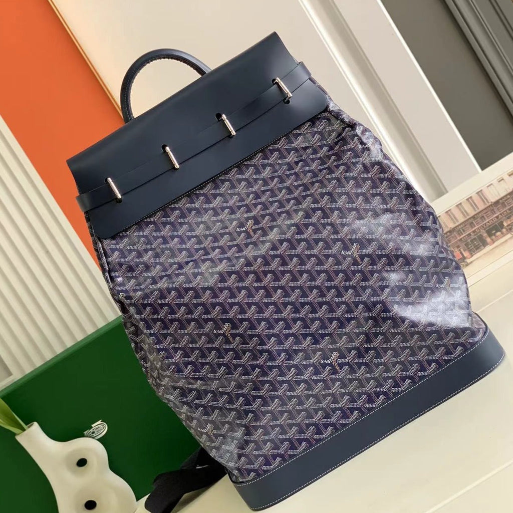 Goyard Goya Steamer PM Bag 48cm Navy Blue Canvas