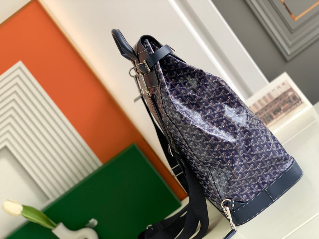 Goyard Goya Steamer PM Bag 48cm Navy Blue Canvas