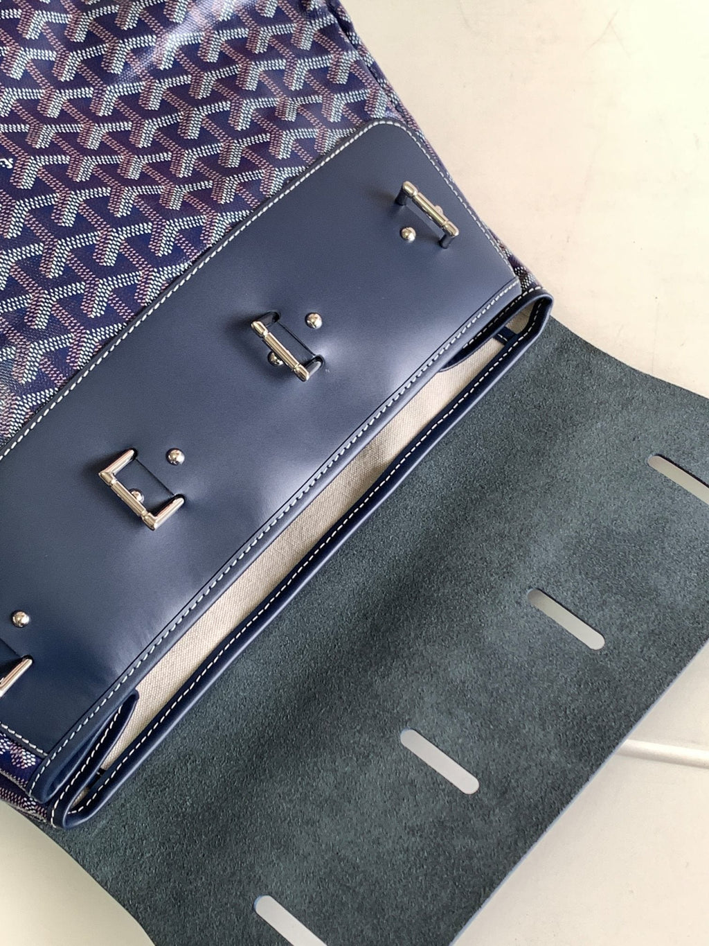 Goyard Goya Steamer PM Bag 48cm Navy Blue Canvas
