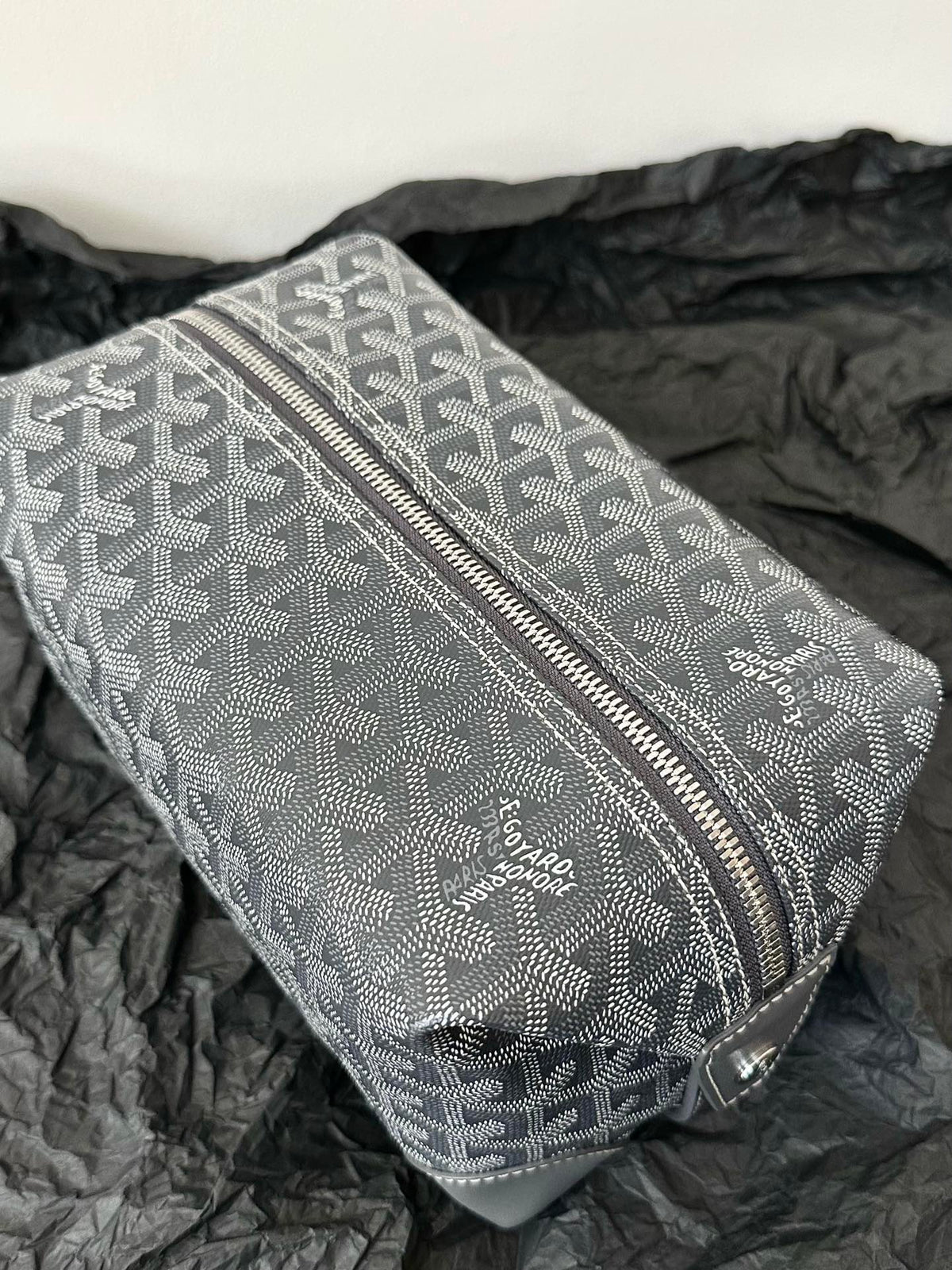 Goyard Goya Cosmetic Bag 24cm Grey Canvas