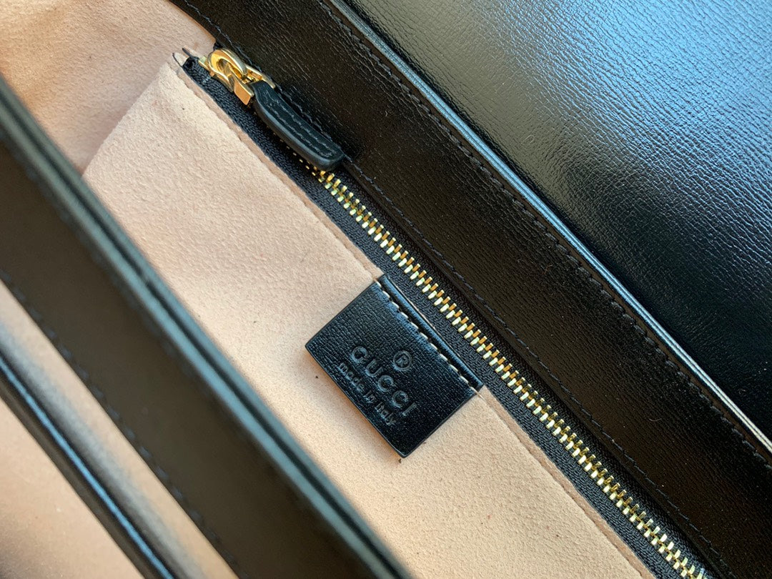 Gucci 1955 Horsebit Bag 25cm Black Calfskin Gold Hardware