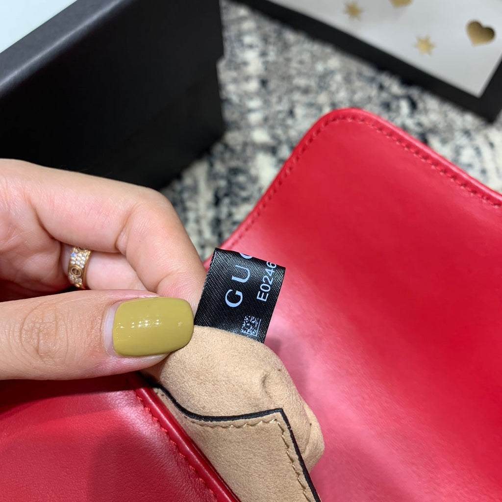 Gucci Marmont 21cm Mini Top Red Calfskin Gold Hardware Bag