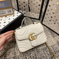 Gucci Marmont 21cm Mini Top White Calfskin Gold Hardware Bag
