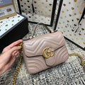 Gucci Marmont 21cm Mini Top Dark Beige Calfskin Gold Hardware Bag