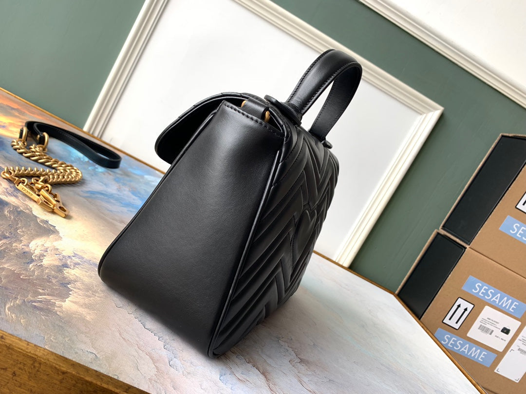 Gucci Marmont 26.5cm Black Calfskin Gold Hardware Bag