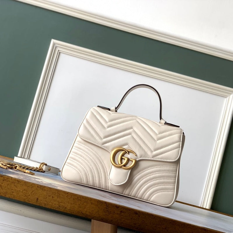 Gucci Marmont 26.5cm White Calfskin Gold Hardware Bag