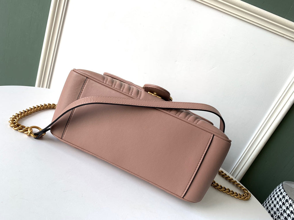 Gucci Marmont 26.5cm Dark Beige Calfskin Gold Hardware Bag