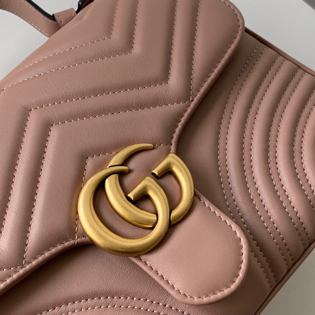 Gucci Marmont 26.5cm Dark Beige Calfskin Gold Hardware Bag