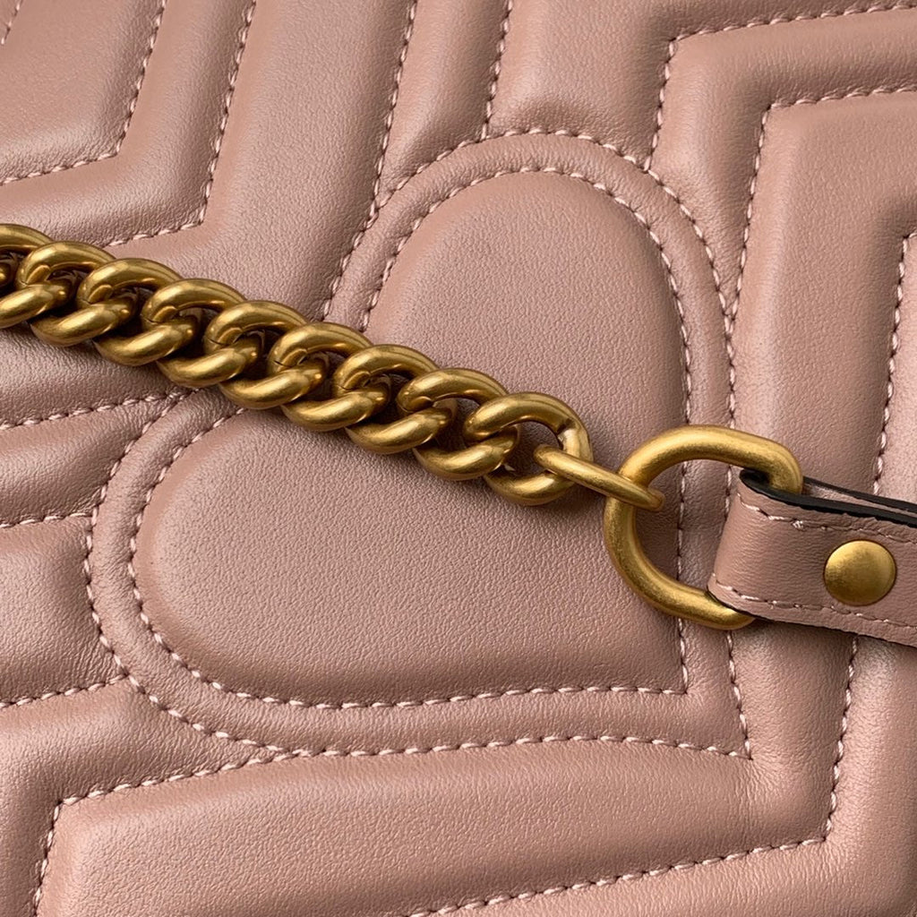Gucci Marmont 26.5cm Dark Beige Calfskin Gold Hardware Bag