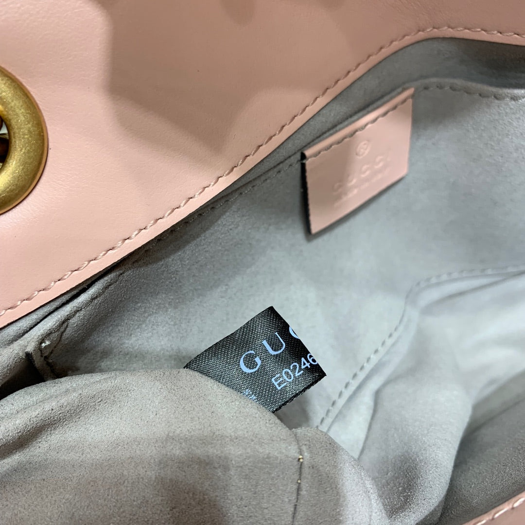 Gucci Marmont 22cm Pink Calfskin Gold Hardware Bag