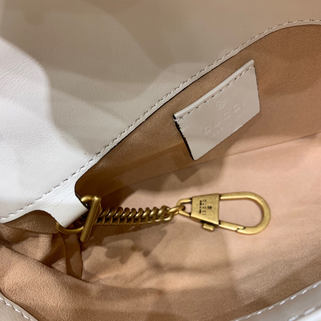 Gucci Marmont Mini 16.5cm White Calfskin Gold Hardware Bag