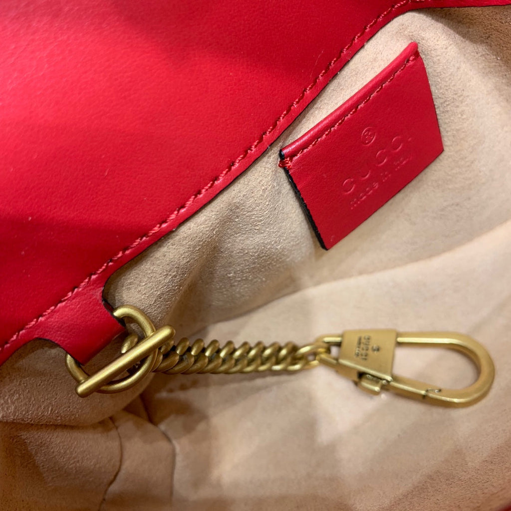 Gucci Marmont Mini 16.5cm Red Calfskin Gold Hardware Bag