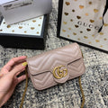 Gucci Marmont Mini 16.5cm Dark Beige Calfskin Gold Hardware Bag