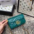 Gucci Marmont Mini 16.5cm Turquoise Calfskin Gold Hardware Bag
