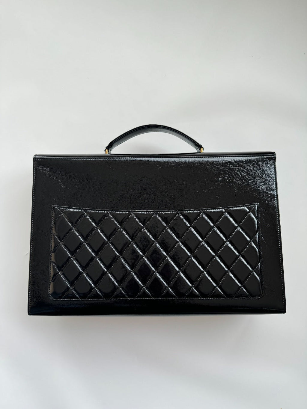 Chanel 25S Top Handle Bag 36 cm in Black Lambskin with Gold Hardware